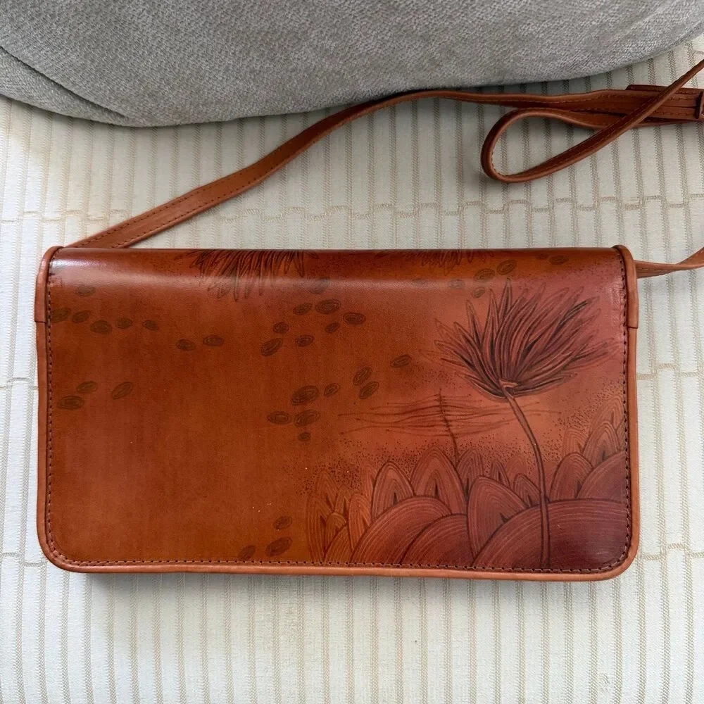 BAMBAS Artwork Handmade Leather Shoulder Bag Clutch